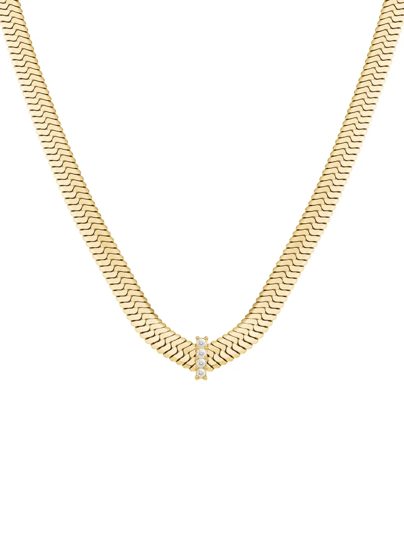 روزفيلد قلادة روزفيلد كبيرة بتصميم ثعبان مرصع بالكريستال ذهبي